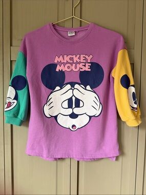Next Direct Purple Mickey Mouse Colorblock Sweatshirt